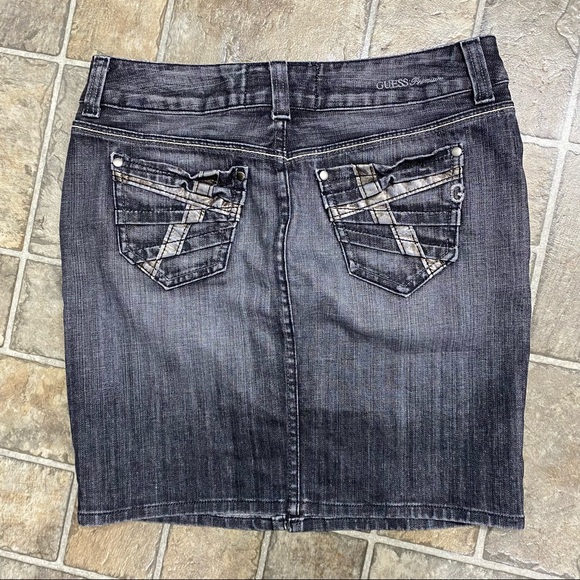 Guess Premium Distressed Denim Skirt, Black - Picture 4 of 7